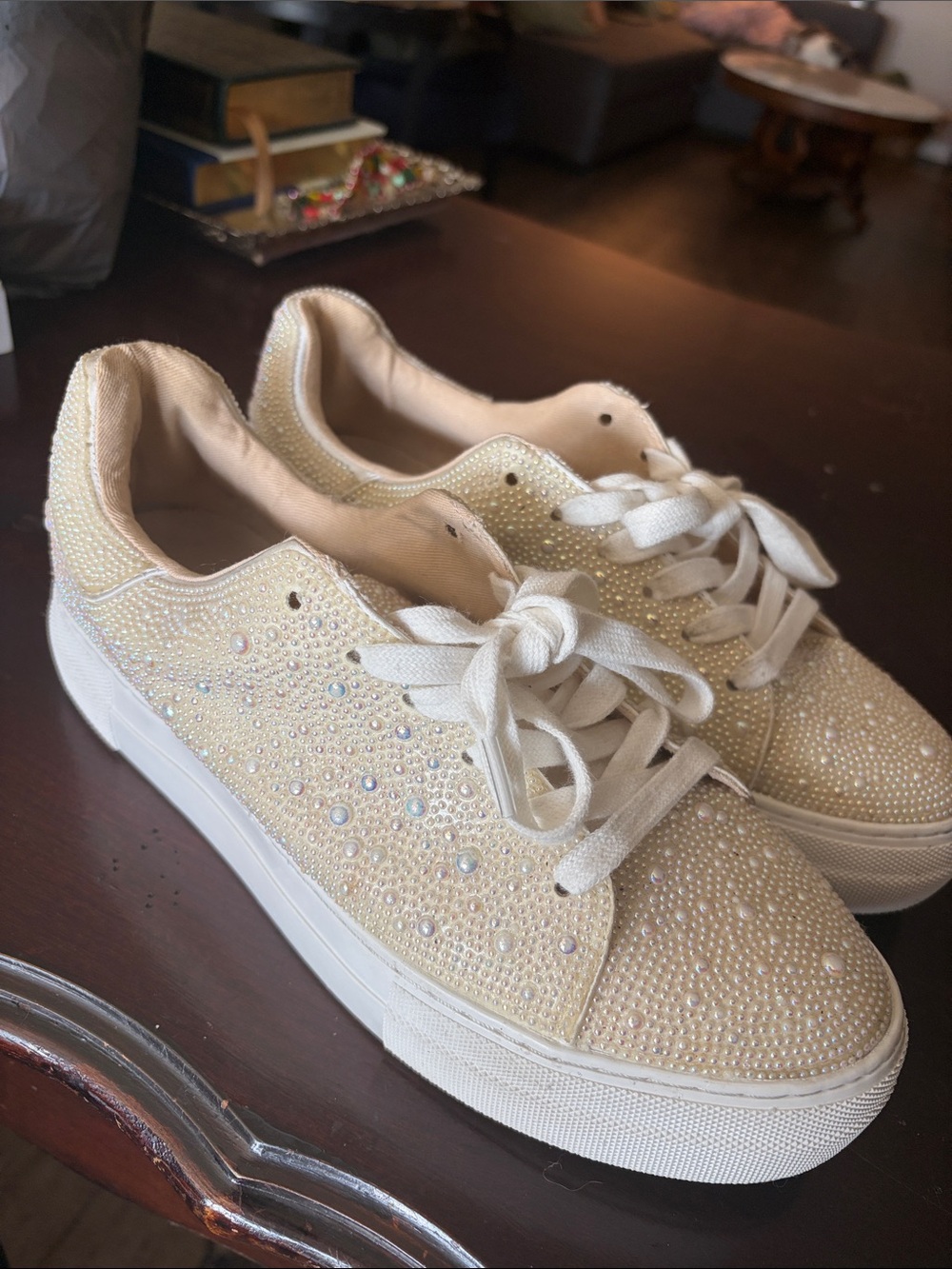 Betsey Johnson Sidny Ivory Platform Sneakers - Size 8.5